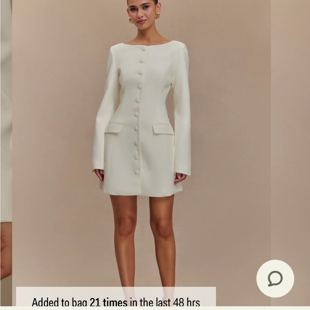 Meshki Jolie Boat Neck Suiting Mini Dress - Ivory - Small